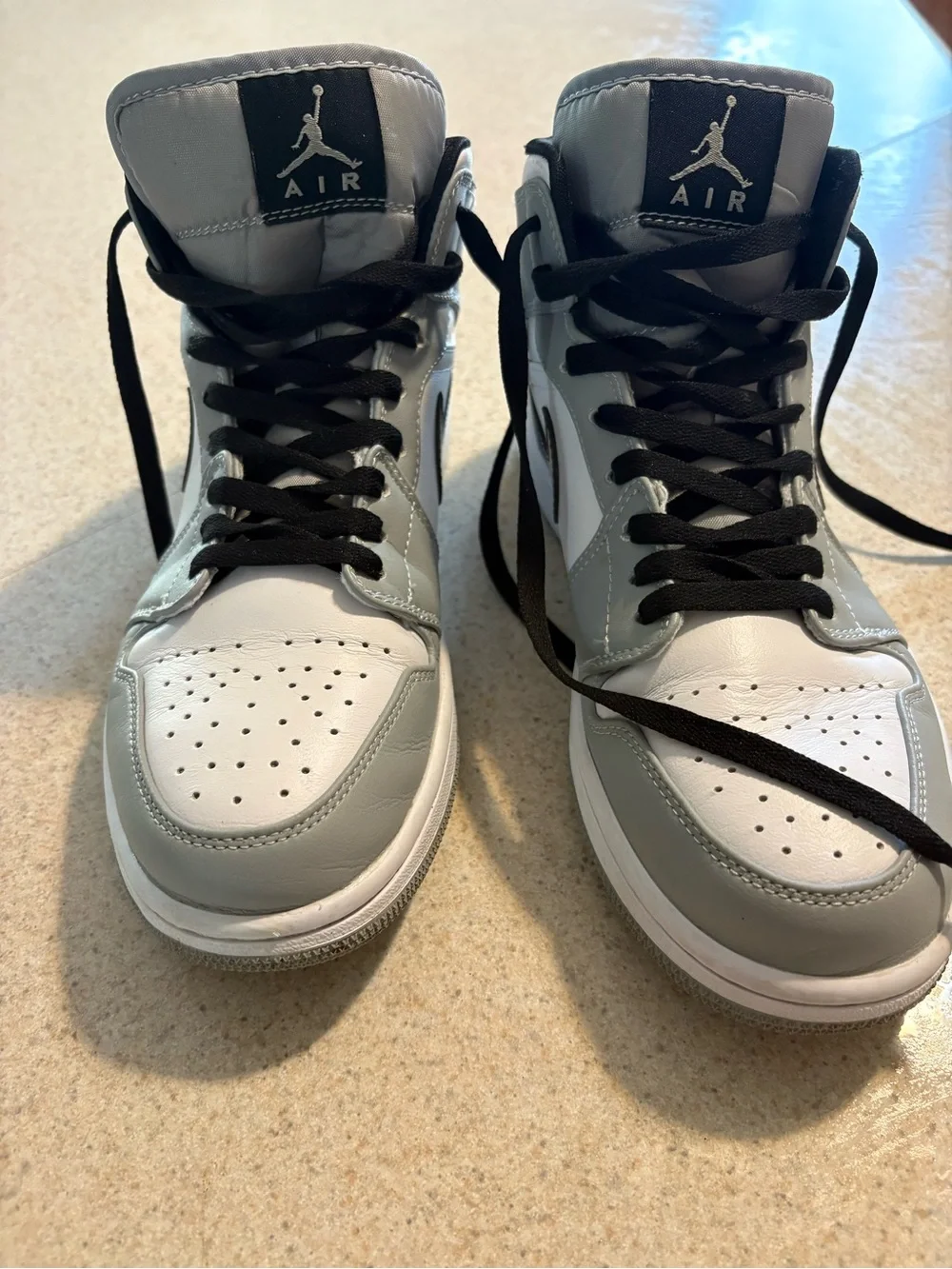 Nike Air Jordan 1 Mid Men’s Shoes - White, Gray & Black
